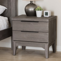 Baxton Studio Nash-Platinum-NS Nash Rustic Platinum Wood 2-Drawer Nightstand